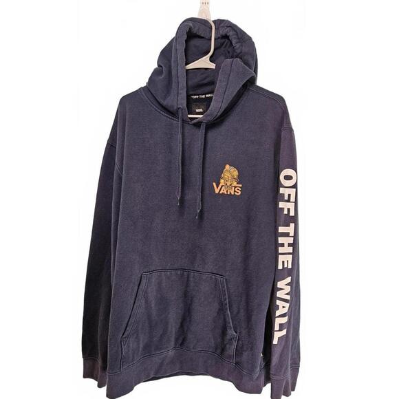 Vans Off The Wall  Unisex Navy Blue Waffle Graphic Skate Surf Hoodie Size XL - Picture 1 of 8